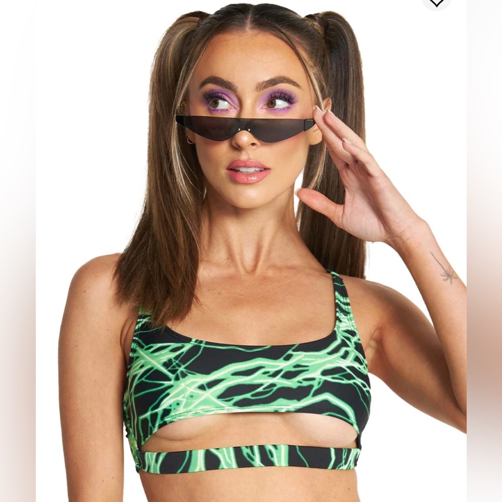 NWOT | Lightning Speed Neon Underboob Cutout Top | iHeartRaves - Picture 5 of 6